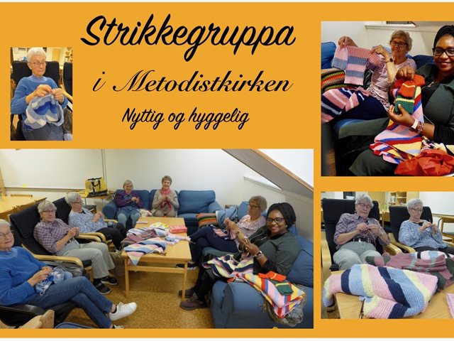 Strikkegruppa hvor strikkende og ikke strikkende damer er velkommen. God formiddagsmat. Vi jobber for premature barn og mødre i Afrika.