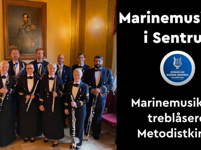 Fredag 1. november kl 12:00 Marinemusikken i Sentrum - Marinemusikkens treblåsere i Metodistkirken