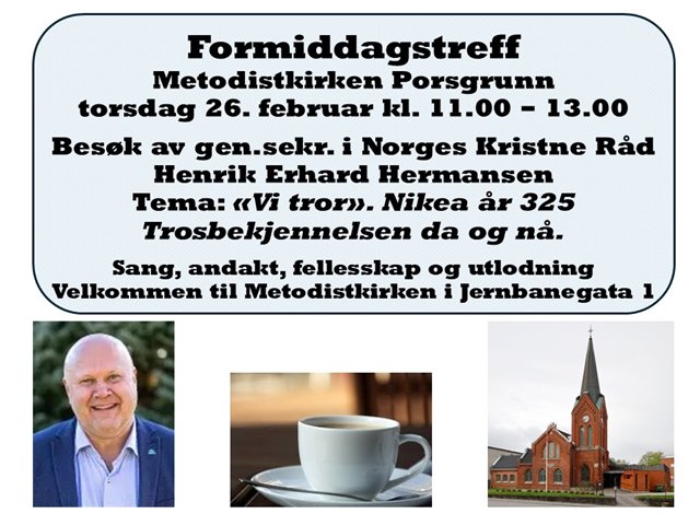 Torsdag 26. februar kl. 11.00 Formiddagstreff
